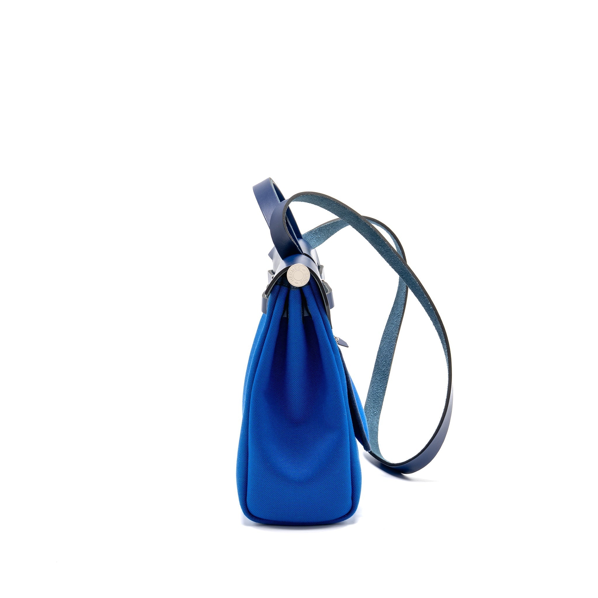 HERMES HERBAG 31 ZIP BAG CANVAS/HUNTER LEATHER BLEU BILLARD/BLEU SAPHIR SHW