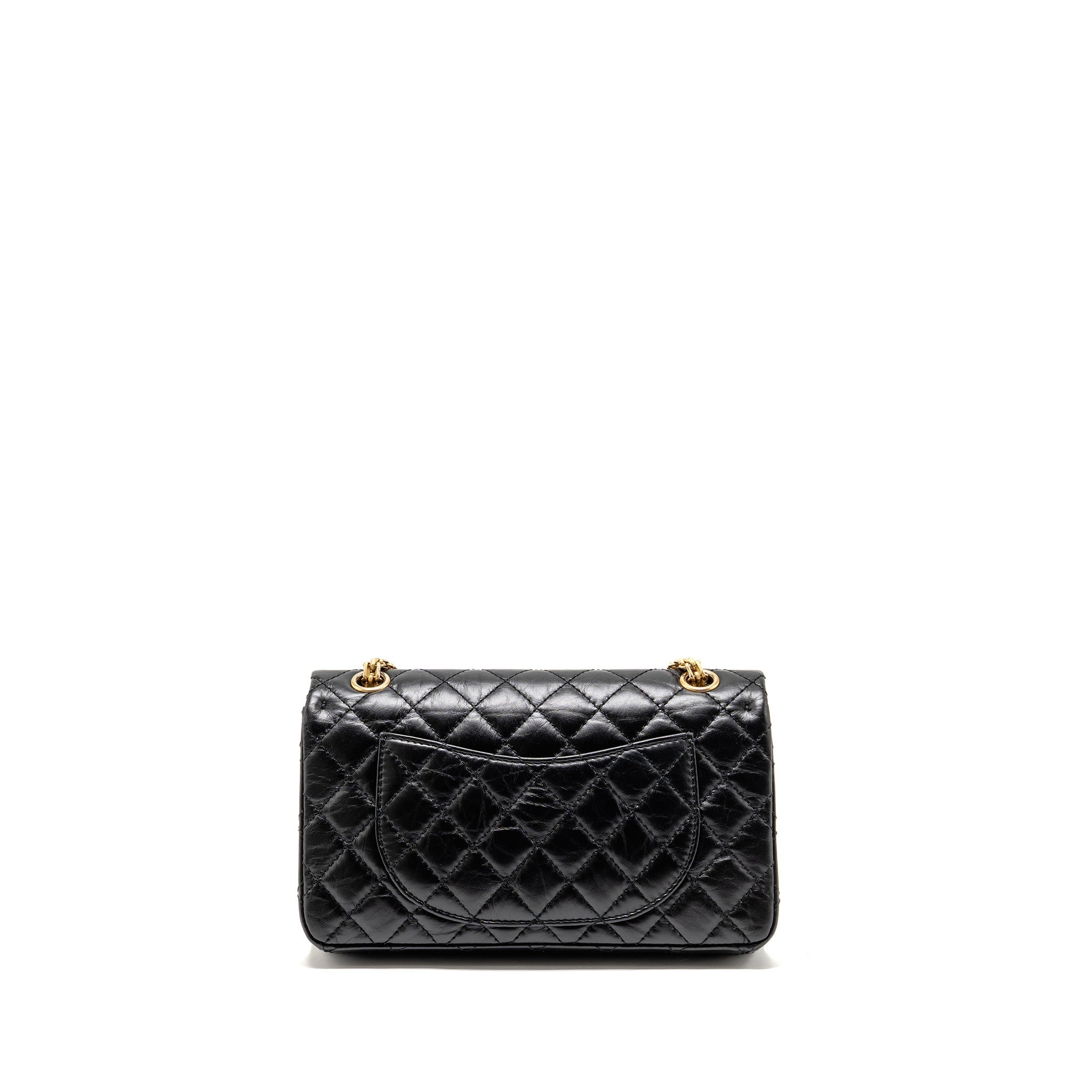 CHANEL SMALL 2.55 REISSUE FLAP BAG AGED CALFSKIN BLACK GHW