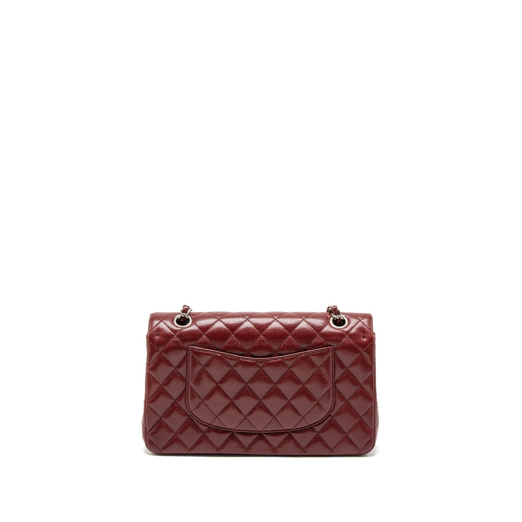 CHANEL MEDIUM CLASSIC DOUBLE FLAP BAG CAVIAR DARK RED SHW