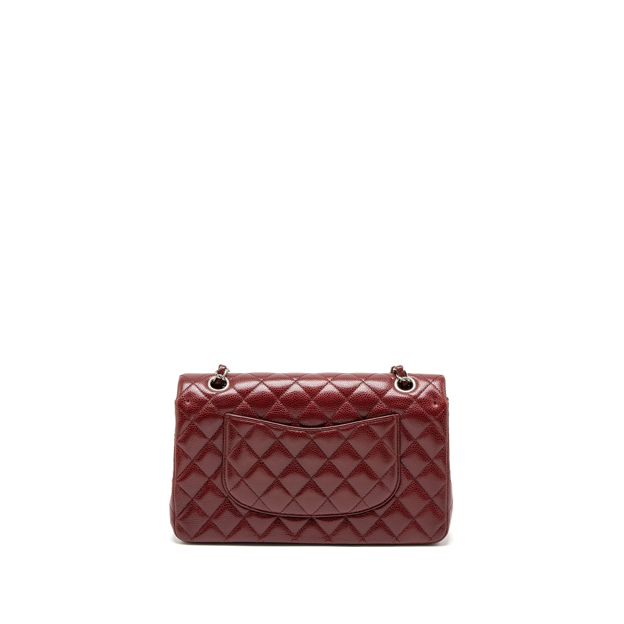 CHANEL MEDIUM CLASSIC DOUBLE FLAP BAG CAVIAR DARK RED SHW
