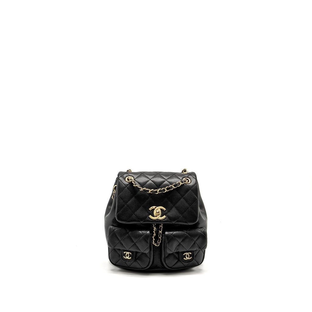 CHANEL TRIPLE PACK BACKPACK CAVIAR BLACK LGHW (MICROCHIP)