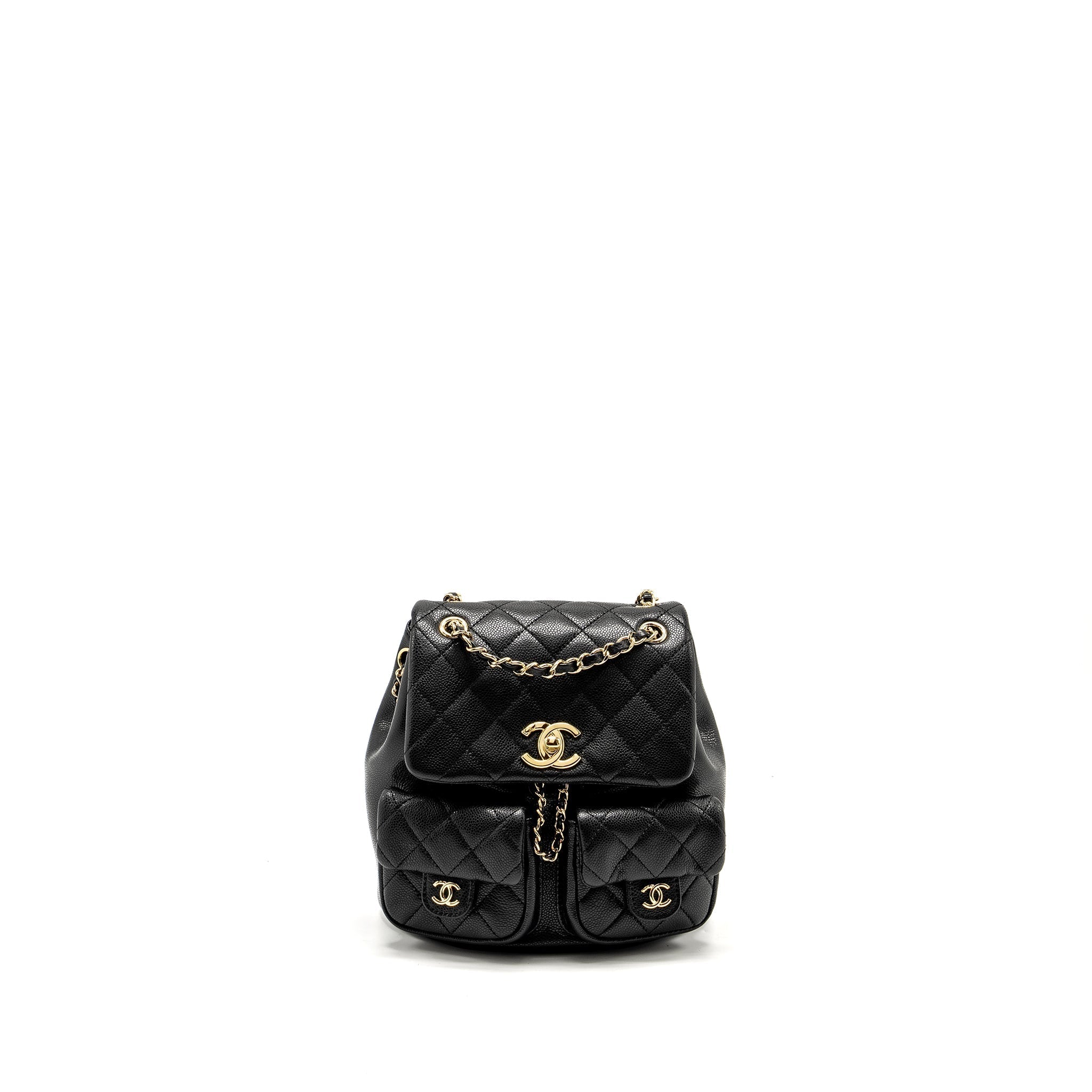 CHANEL TRIPLE PACK BACKPACK CAVIAR BLACK LGHW (MICROCHIP)
