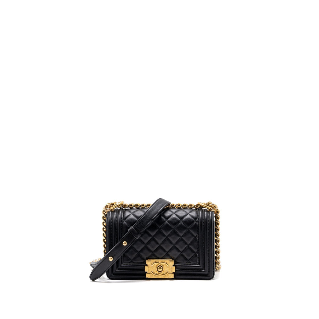 CHANEL SMALL BOY BAG CALFSKIN BLACK GHW