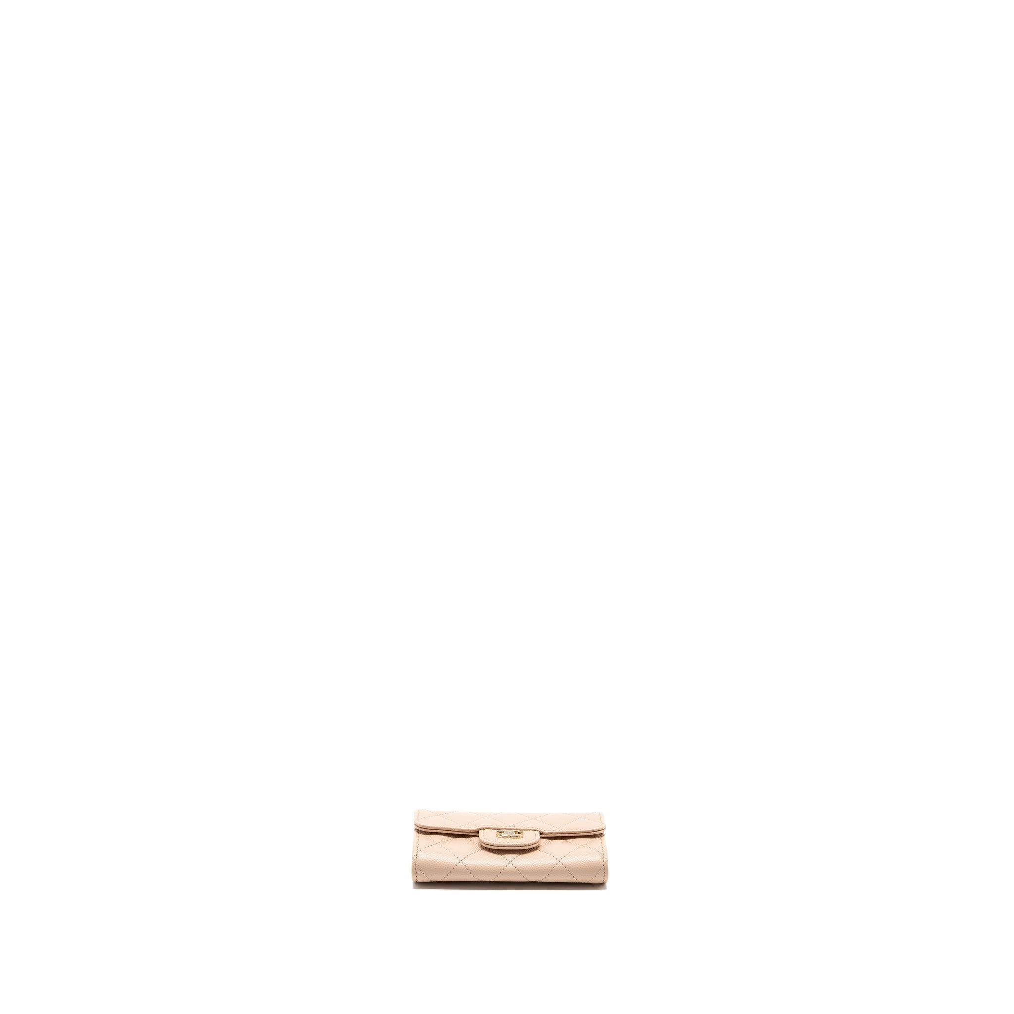 CHANEL CLASSIC FLAP CARD HOLDER CAVIAR LIGHT BEIGE LGHW