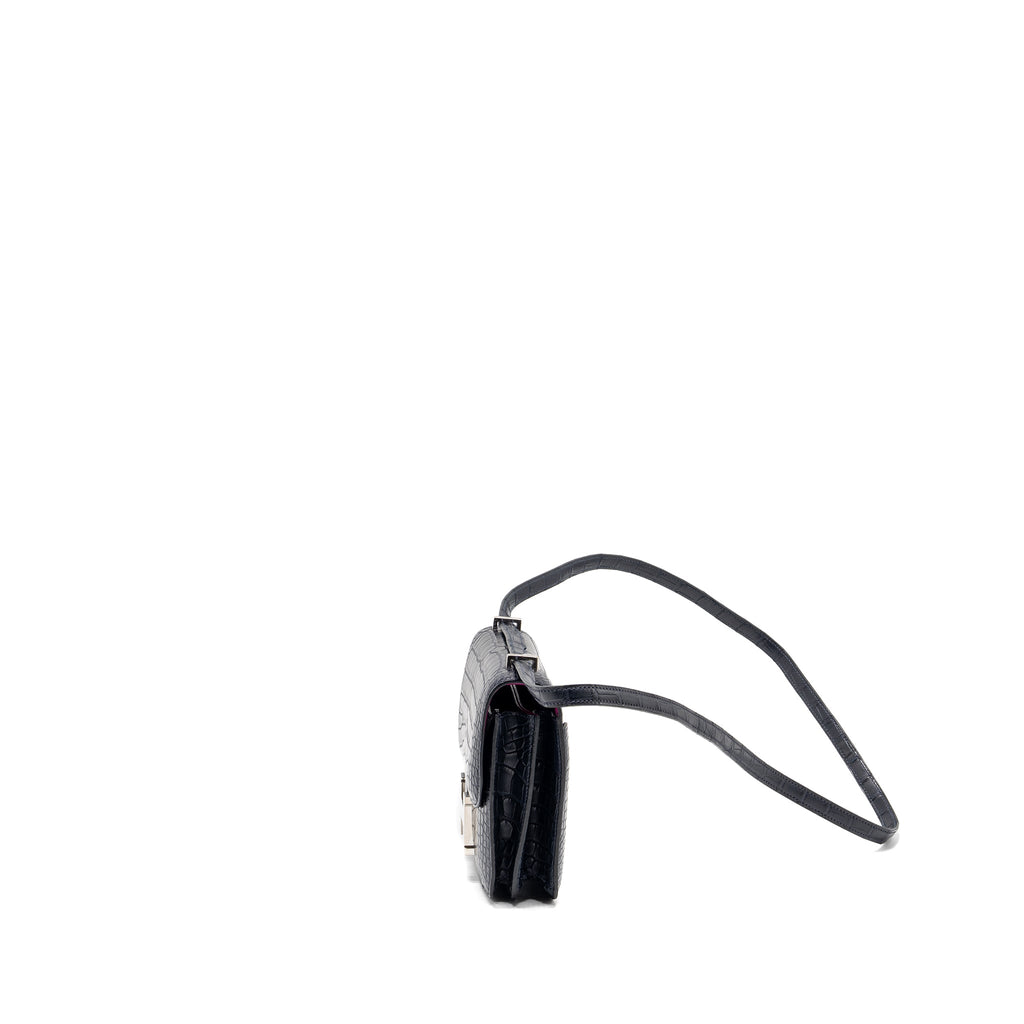 HERMES MINI CONSTANCE ALLIGATOR MISSISSIPPIENSIS MATTE MARINE / ROSE SHEHERAZADE SHW