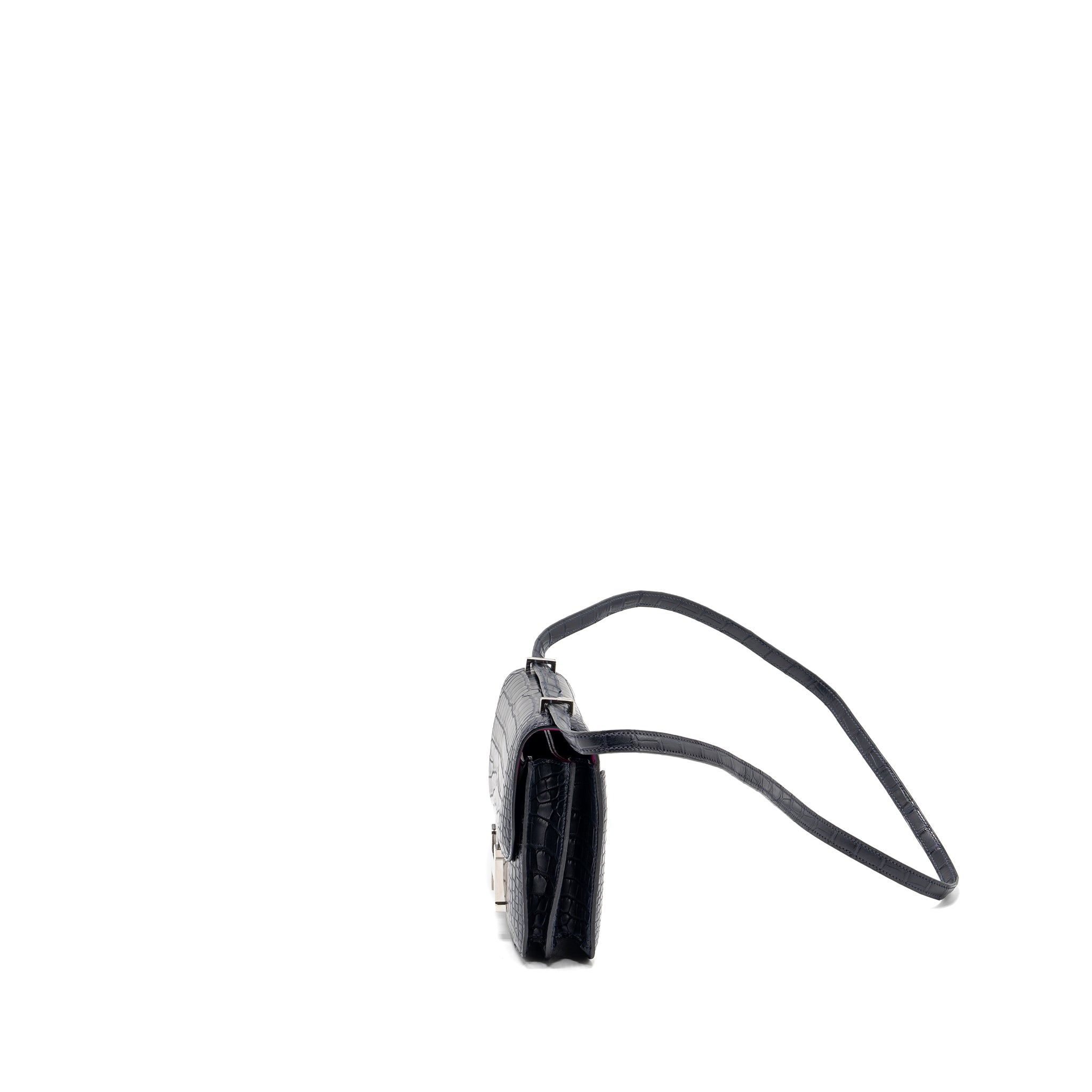 HERMES MINI CONSTANCE ALLIGATOR MISSISSIPPIENSIS MATTE MARINE / ROSE SHEHERAZADE SHW