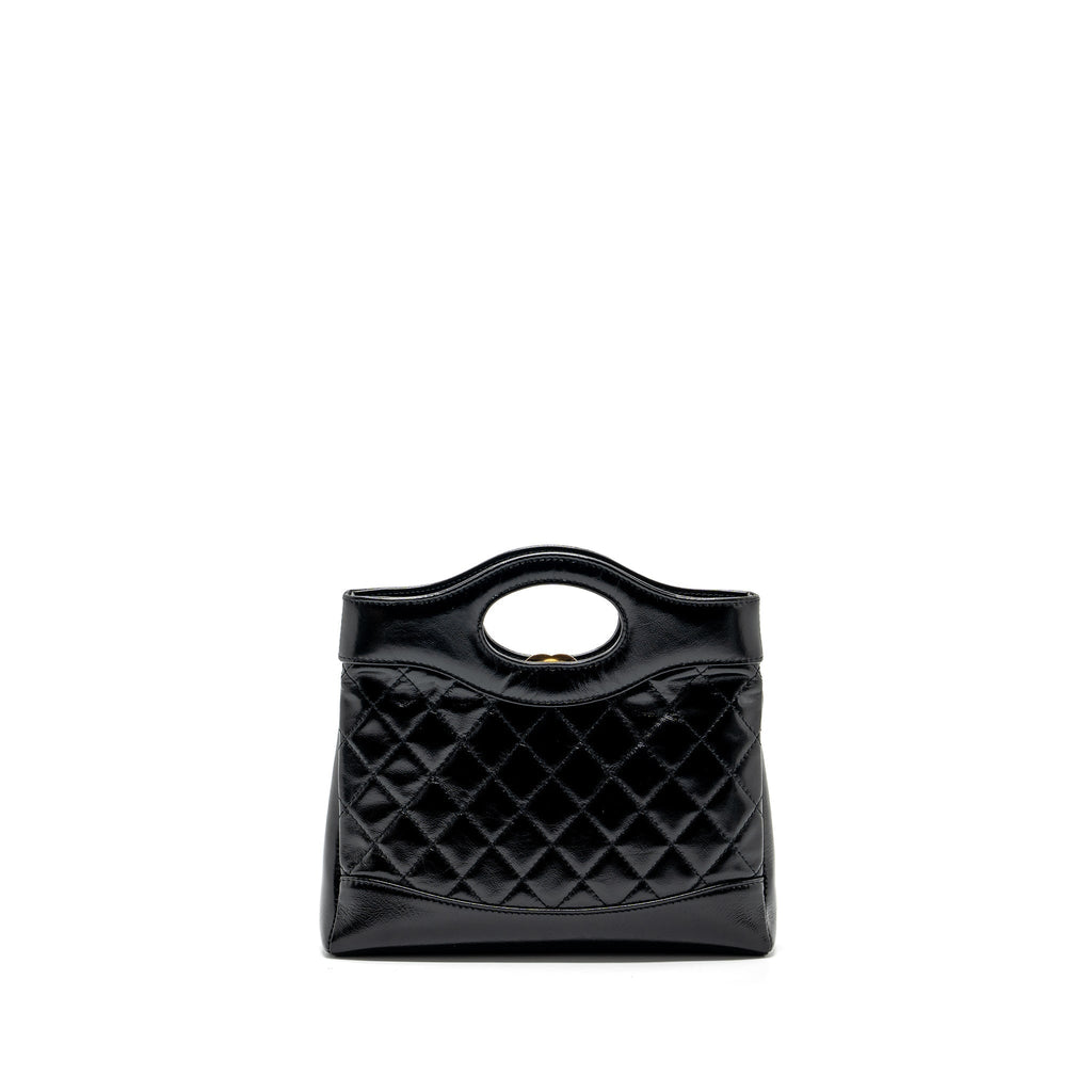 CHANEL 23C MINI 31 BAG SHINY CALFSKIN BLACK LGHW (MICROCHIP)