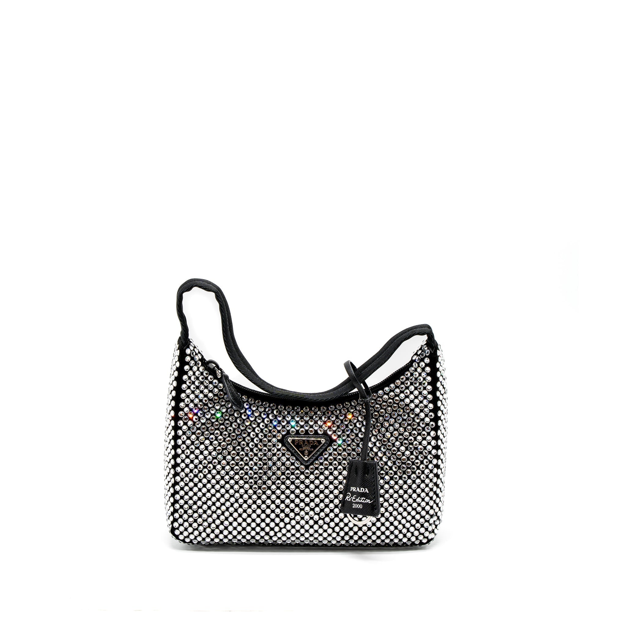 PRADA RE-EDITION 2000 MINI-BAG SATIN/CRYSTAL BLACK SHW