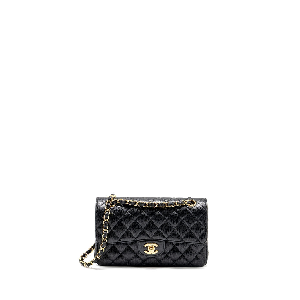 CHANEL SMALL CLASSIC DOUBLE FLAP BAG CAVIAR BLACK GHW