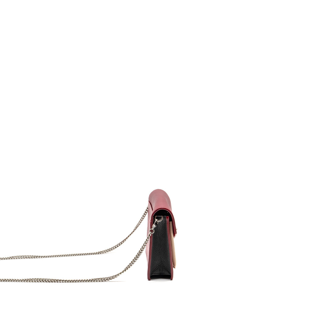 LOUIS VUITTON MYLOCKME CHAIN POCHETTE CALFSKIN MULTICOLOR DARK RED/ BEIGE/ GREY SHW