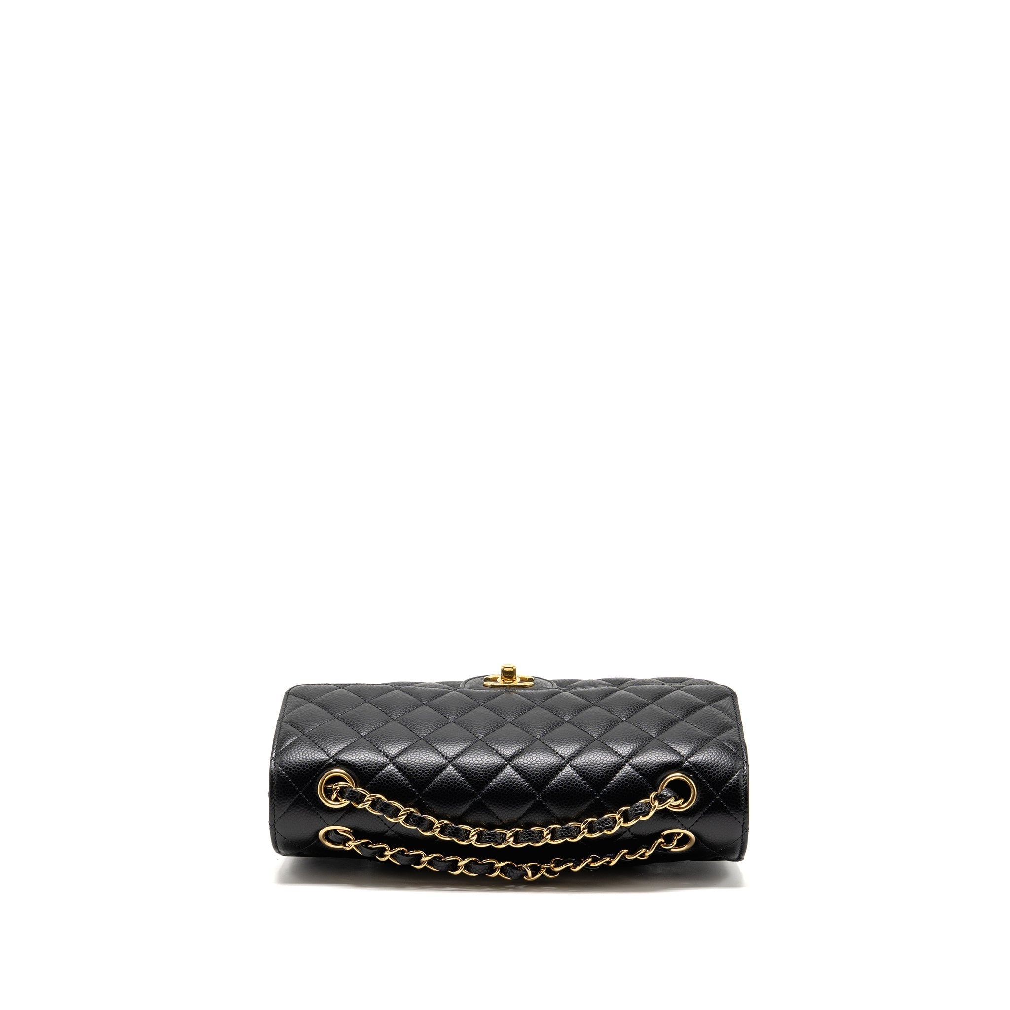 CHANEL MEDIUM CLASSIC DOUBLE FLAP BAG CAVIAR BLACK GHW (MICROCHIP)