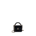 CHANEL TOP HANDLE MINI FLAP BAG WITH CHAIN LAMBSKIN BLACK LGHW (MICROCHIP)