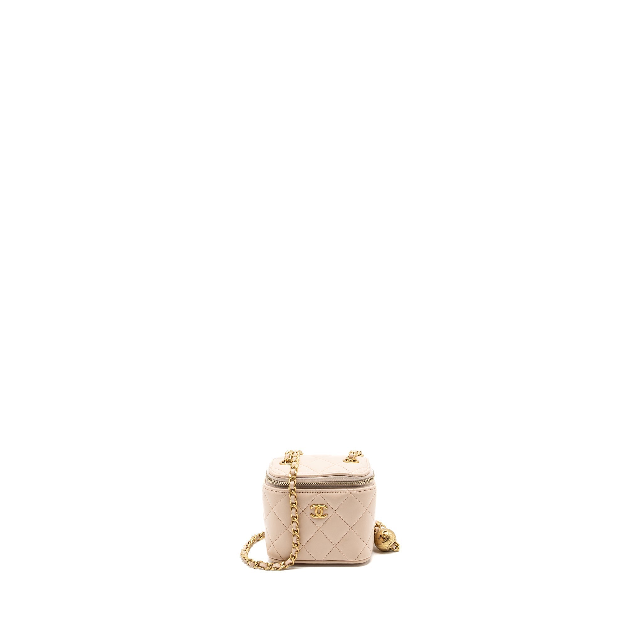 CHANEL PEARL CRUSH MINI VANITY WITH CHAIN LAMBSKIN LIGHT PINK GHW