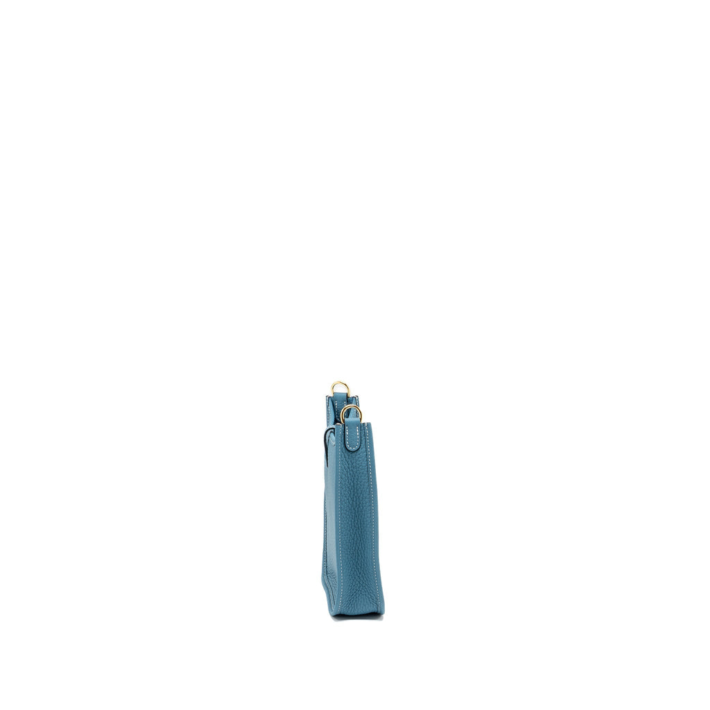 HERMES MINI EVELYNE CLEMENCE NEW BLUE JEAN GHW
