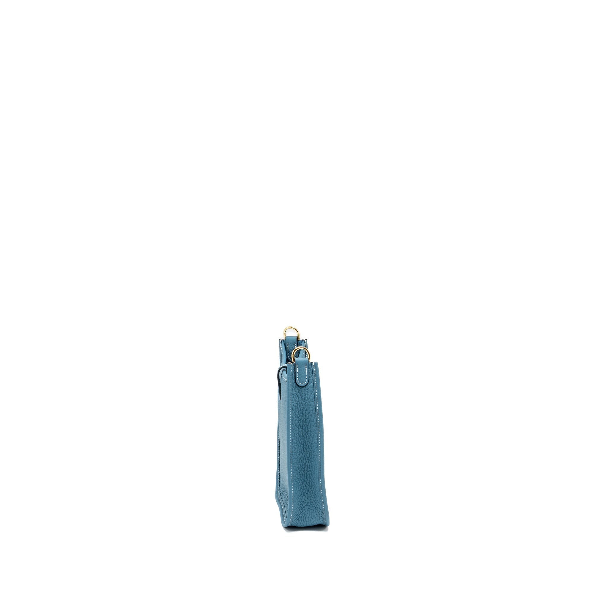 HERMES MINI EVELYNE CLEMENCE NEW BLUE JEAN GHW