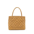 CHANEL VINTAGE MEDALLION TOTE BAG CAVIAR BEIGE SHW
