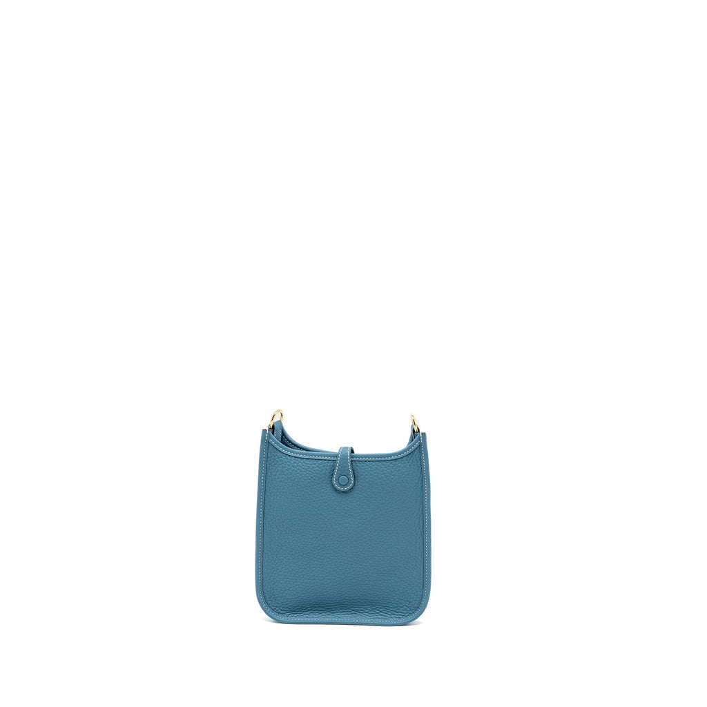 HERMES MINI EVELYNE CLEMENCE NEW BLUE JEAN GHW