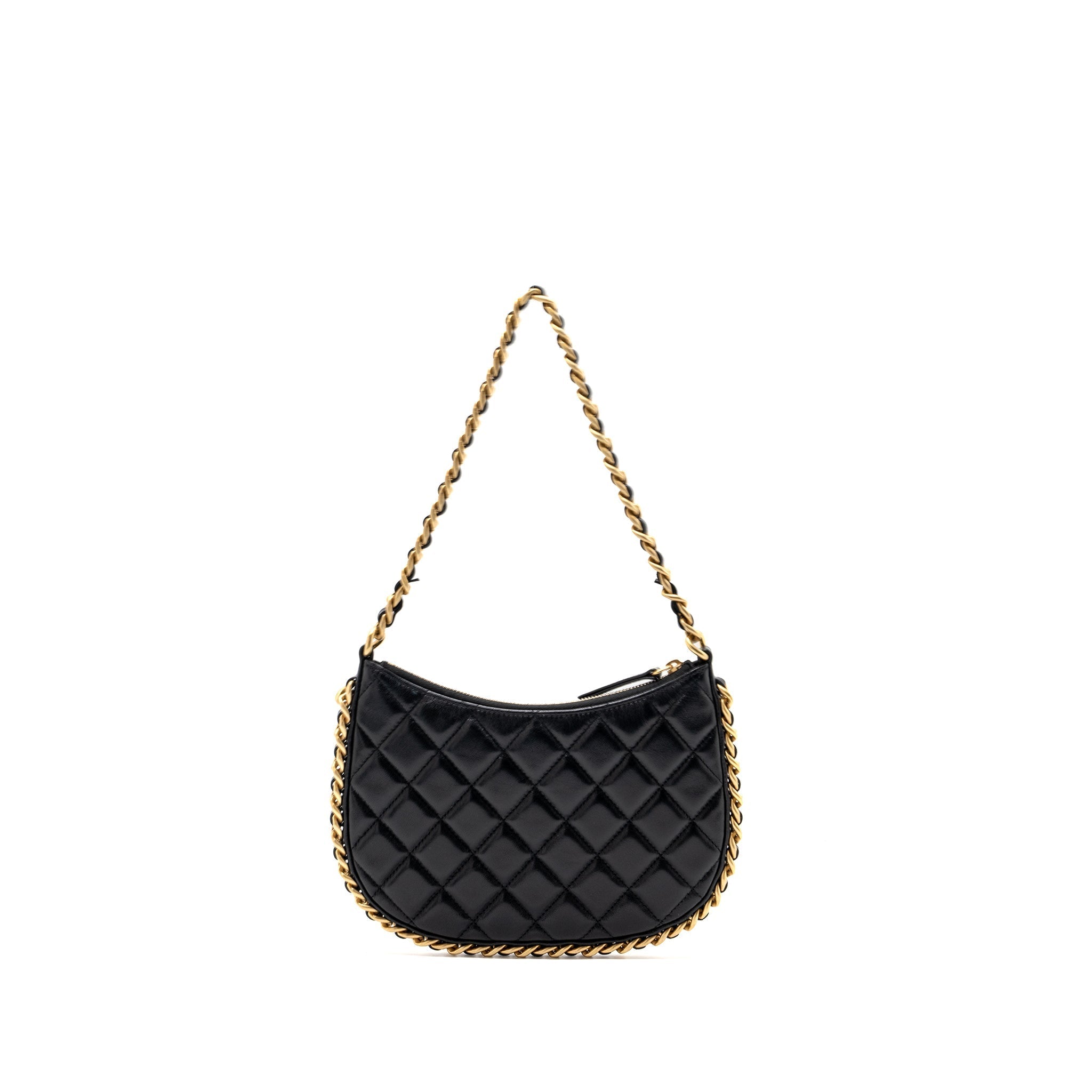 CHANEL HOBO SHOULDER BAG LAMBSKIN BLACK GHW(MICROCHIP)