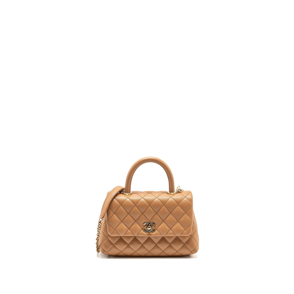 CHANEL 21P SMALL COCO HANDLE CAVIAR CARAMEL LGHW