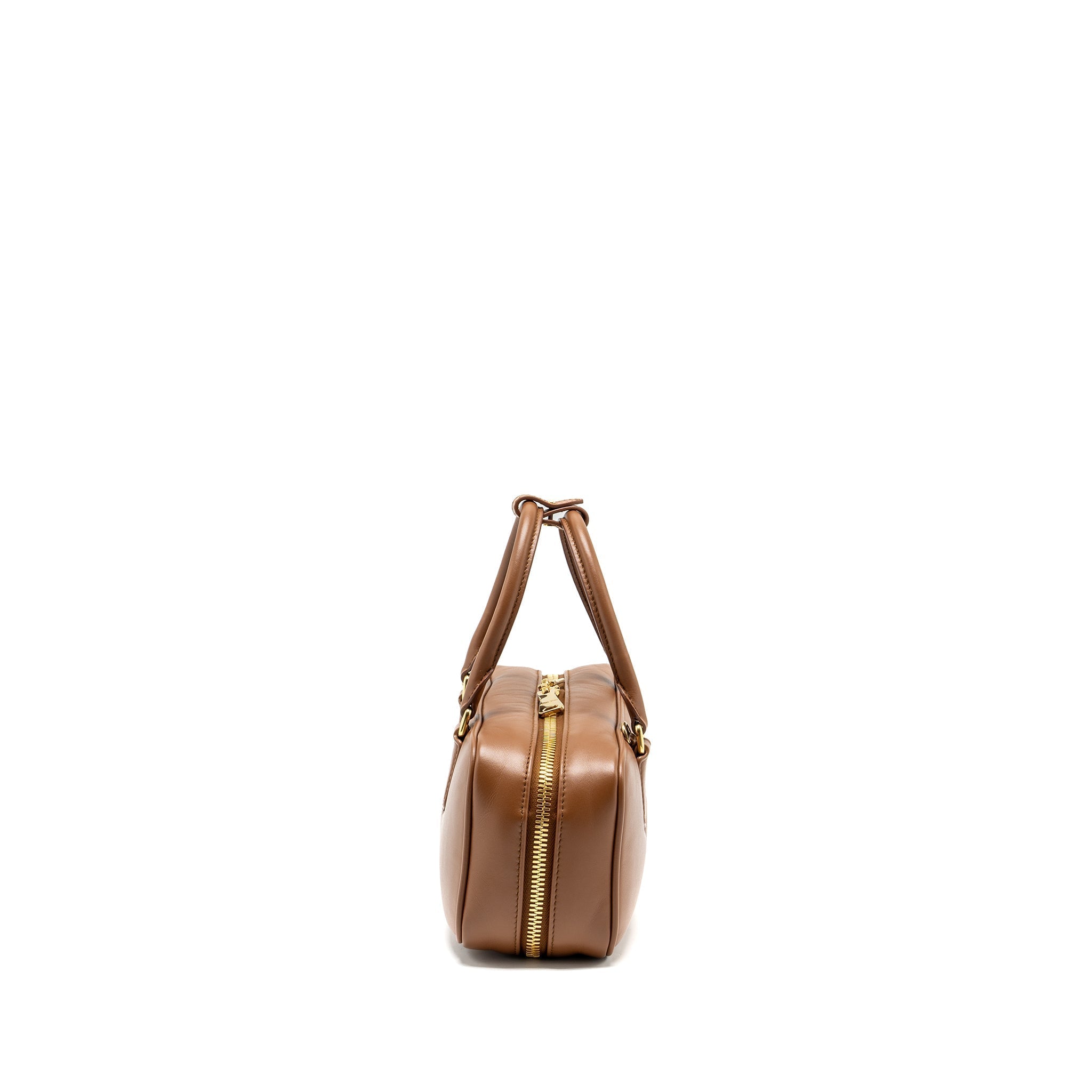 MIU MIU COGNAC ARCADIE LEATHER BAG GHW