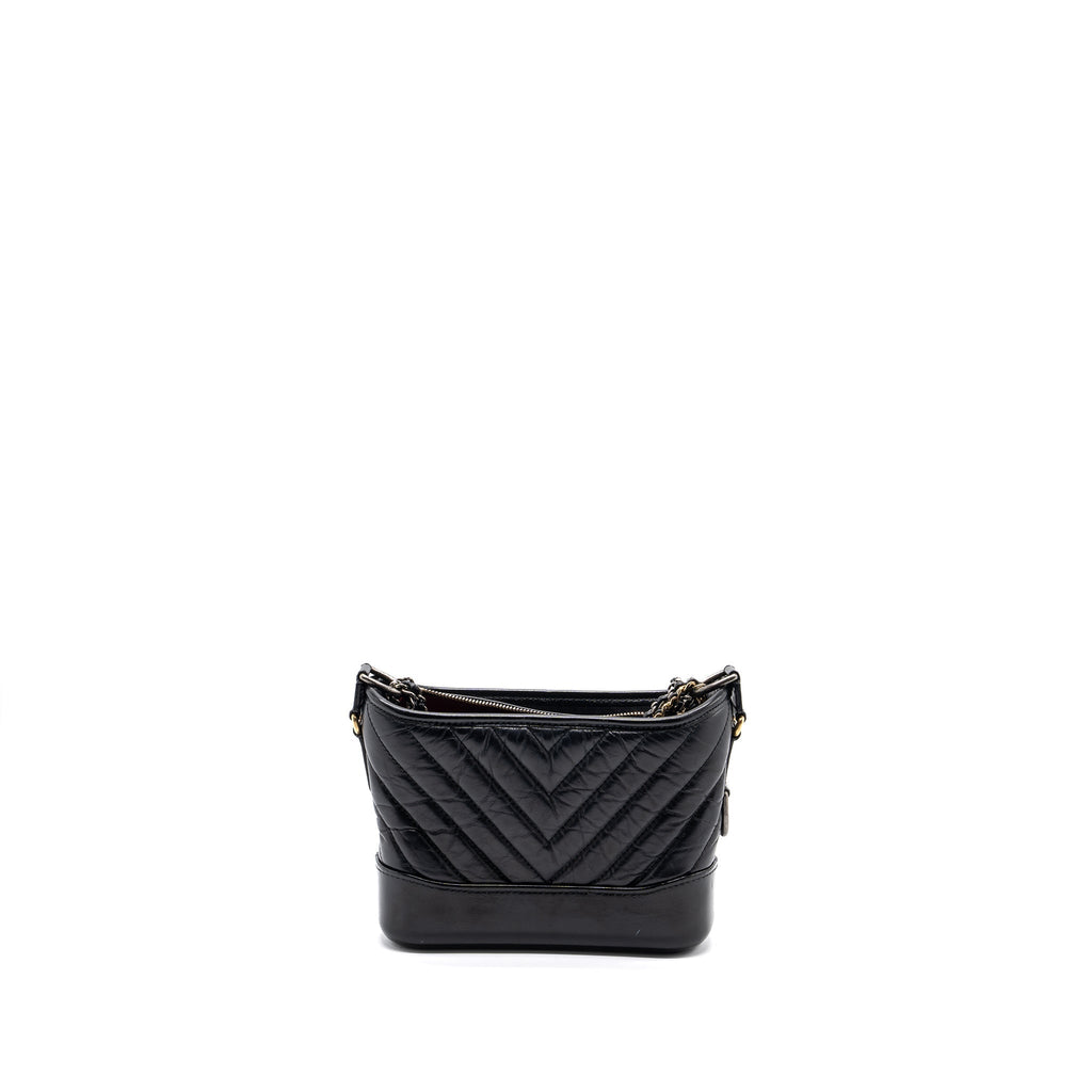 CHANEL CHEVRON SMALL GABRIELLE HOBO BAG CALFSKIN BLACK MULTICOLOR HARDWARE