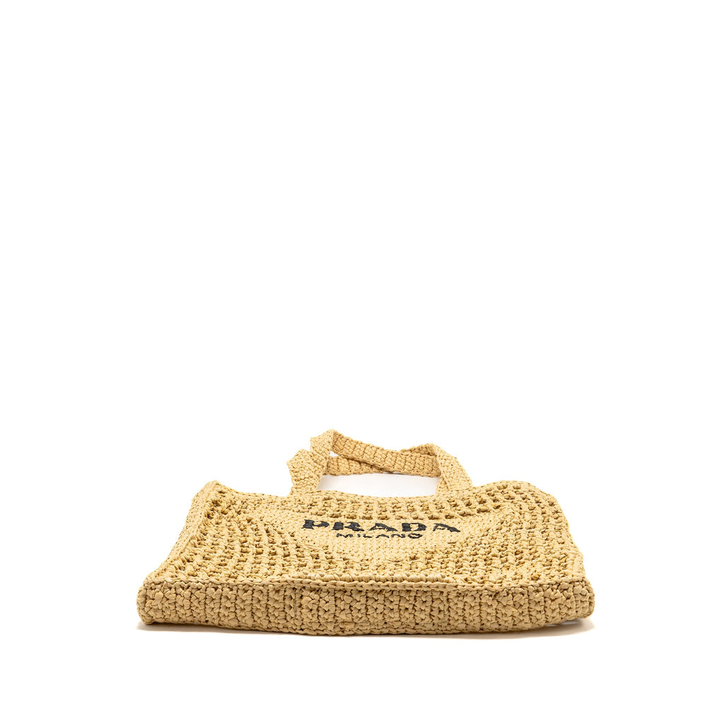 Prada Crochet raffia tote bag beige