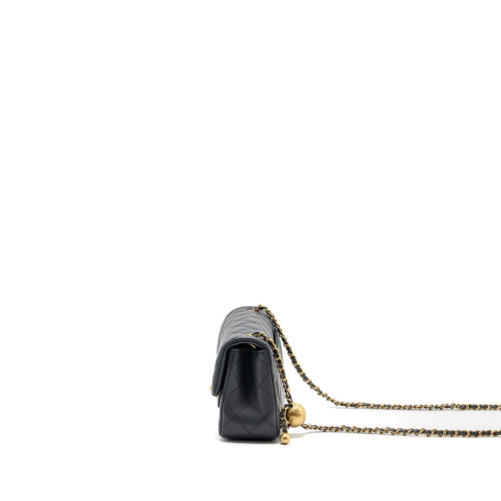 CHANEL PEARL CRUSH MINI RECTANGULAR FLAP BAG LAMBSKIN DARK GREY GHW (MICROCHIP)