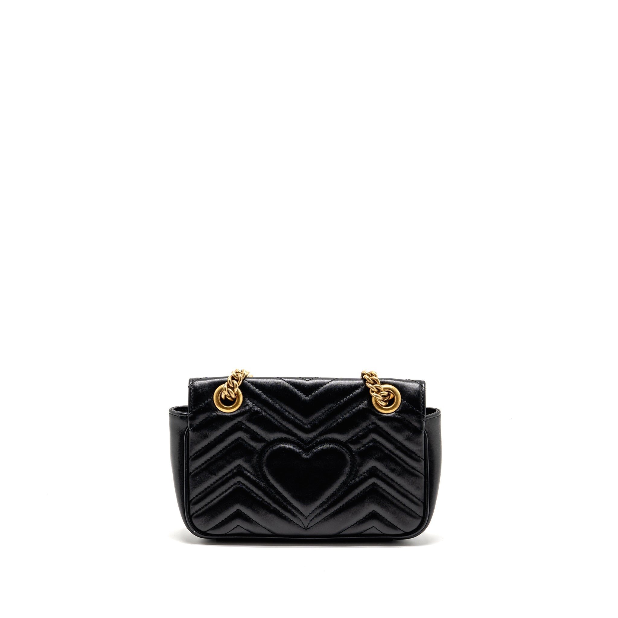 GUCCI MINI GG MARMONT FLAP BAG CALFSKIN BLACK GHW