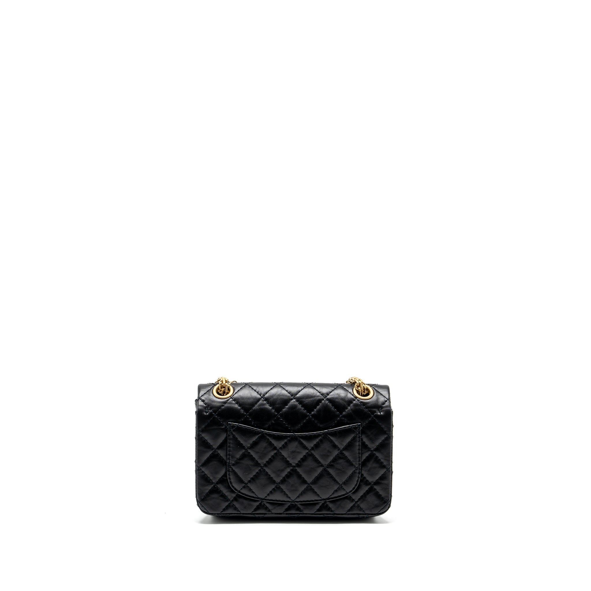 CHANEL MINI 2.55 REISSUE FLAP BAG AGED CALFSKIN BLACK GHW