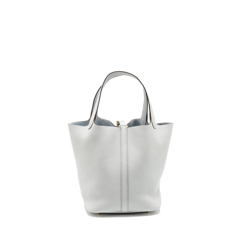 HERMES PICOTIN 22 LOCK BAG CLEMENCE BLUE PALE GHW