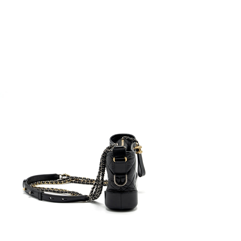CHANEL SMALL GABRIELLE HOBO BAG AGED CALFSKIN BLACK MULTICOLOUR HARDWARE