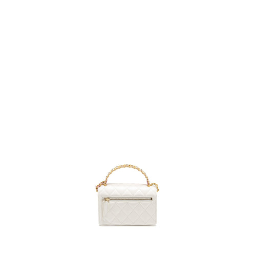 CHANEL 23P RAINBOW LETTER HANDLE MINI WALLET ON CHAIN CALFSKIN WHITE GHW (MICROCHIP)