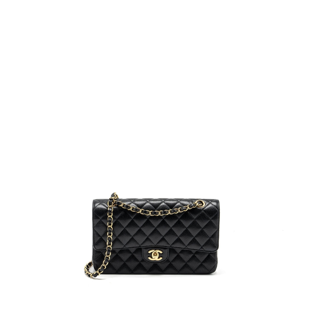 CHANEL MEDIUM CLASSIC DOUBLE FLAP BAG CAVIAR BLACK GHW