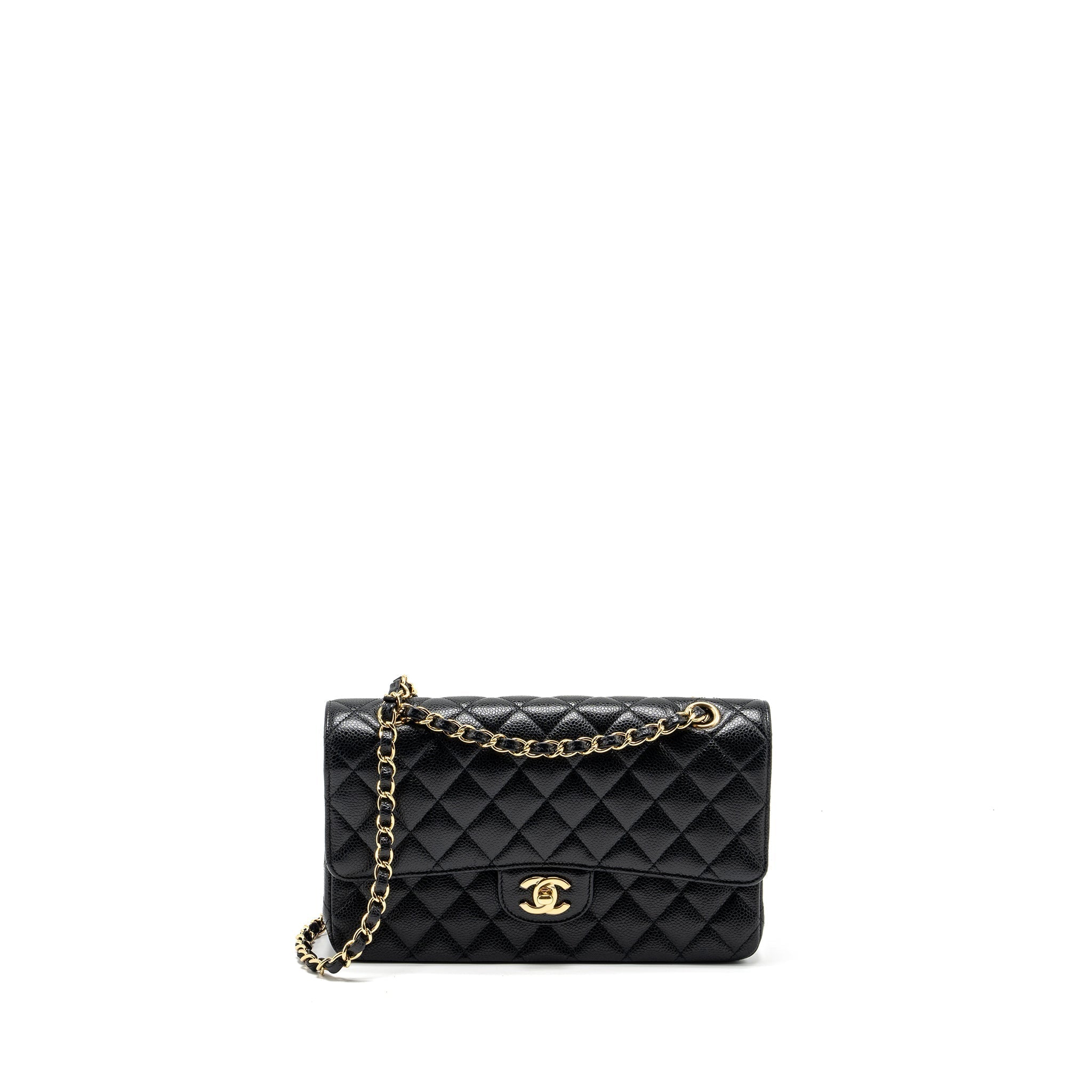 CHANEL MEDIUM CLASSIC DOUBLE FLAP BAG CAVIAR BLACK GHW