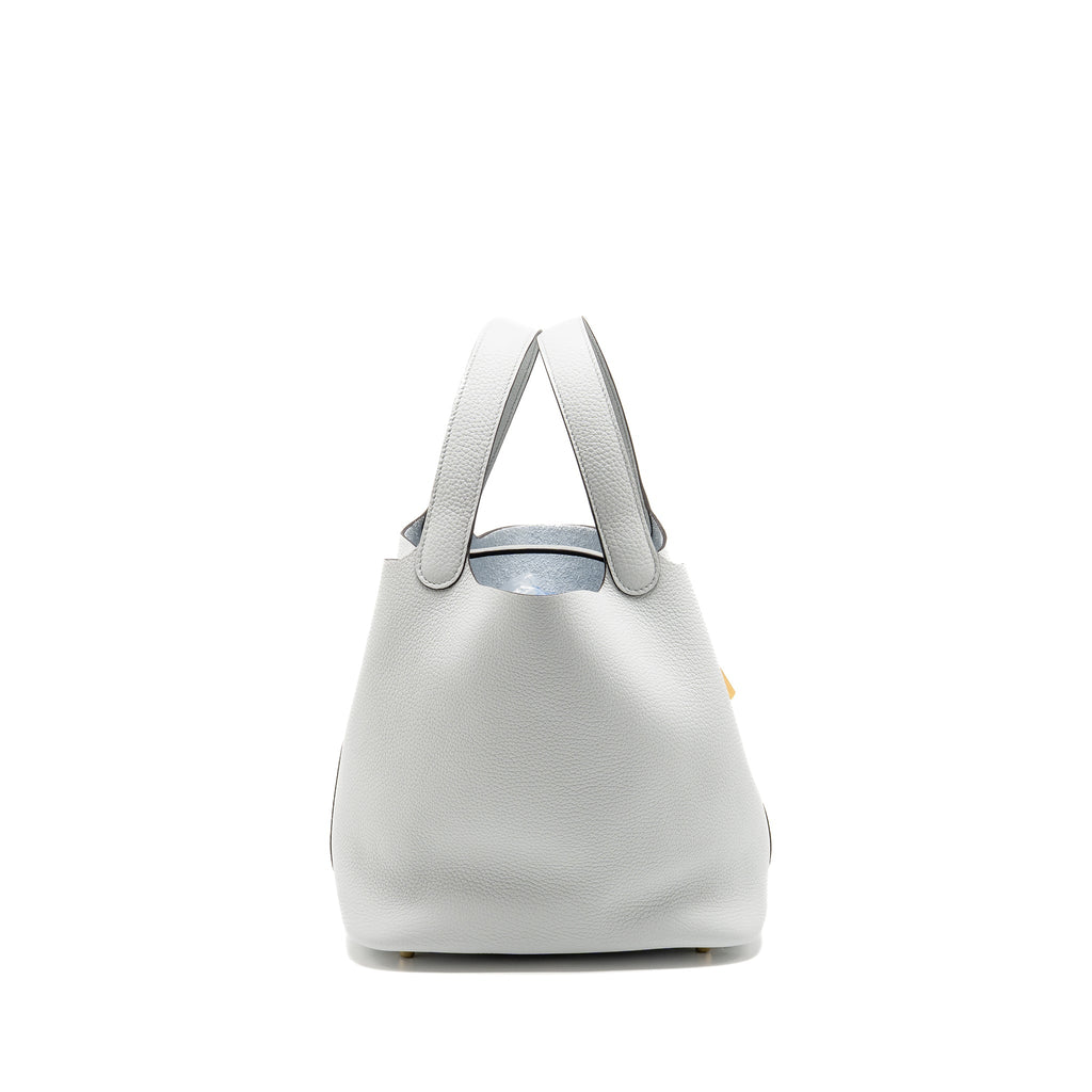 HERMES PICOTIN 22 LOCK BAG CLEMENCE BLUE PALE GHW