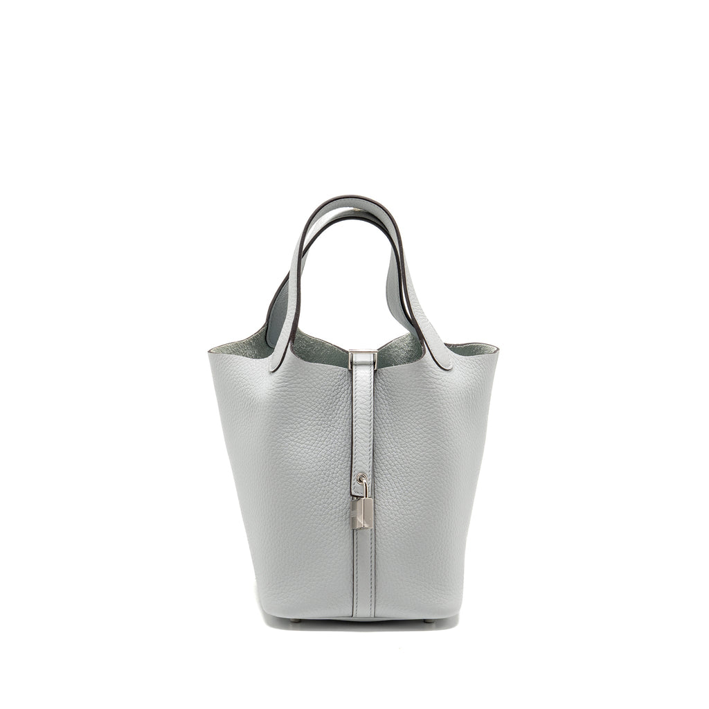 HERMES PICOTIN 18 LOCK BAG CLEMENCE BLUE PALE SHW