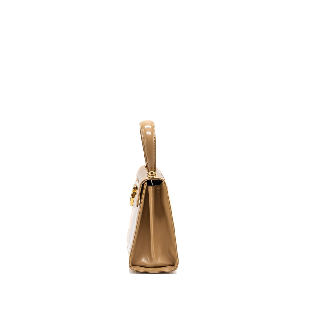 SALVATORE FERRAGAMO ICONIC TOP HANDLE CALFSKIN BEIGE GHW