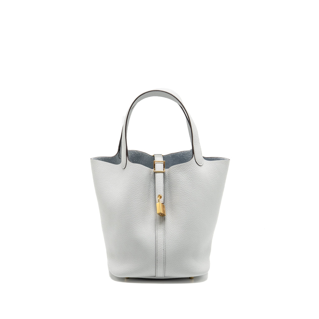 HERMES PICOTIN 22 LOCK BAG CLEMENCE BLUE PALE GHW