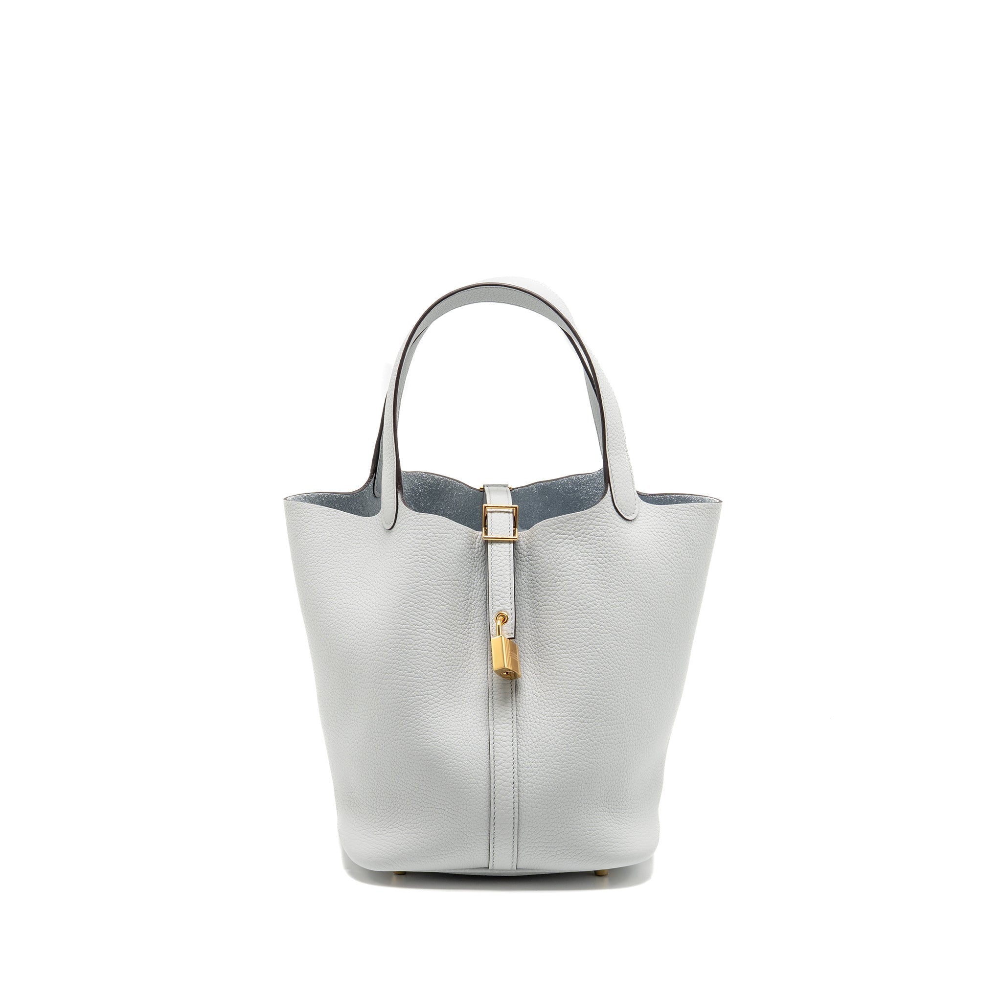 HERMES PICOTIN 22 LOCK BAG CLEMENCE BLUE PALE GHW