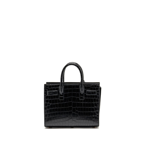 SAINT LAURENT/YSL NANO SAC DE JOUR CROC-EMBOSSED CALFSKIN BLACK GHW