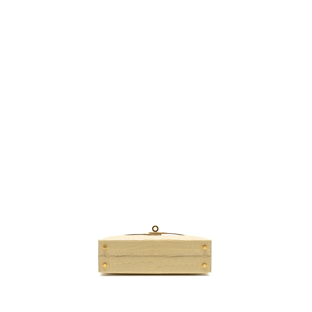 HERMES MINI KELLY II ALLIGATOR MISSISSIPPIENSIS MATT Y1 VANILLE GHW
