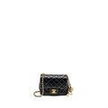 CHANEL PEARL CRUSH MINI SQUARE FLAP BAG LAMBSKIN BLACK GHW (MICROCHIP)