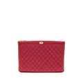 CHANEL LARGE BOY O CASE ZIP POUCH CAVIAR PINK LGHW
