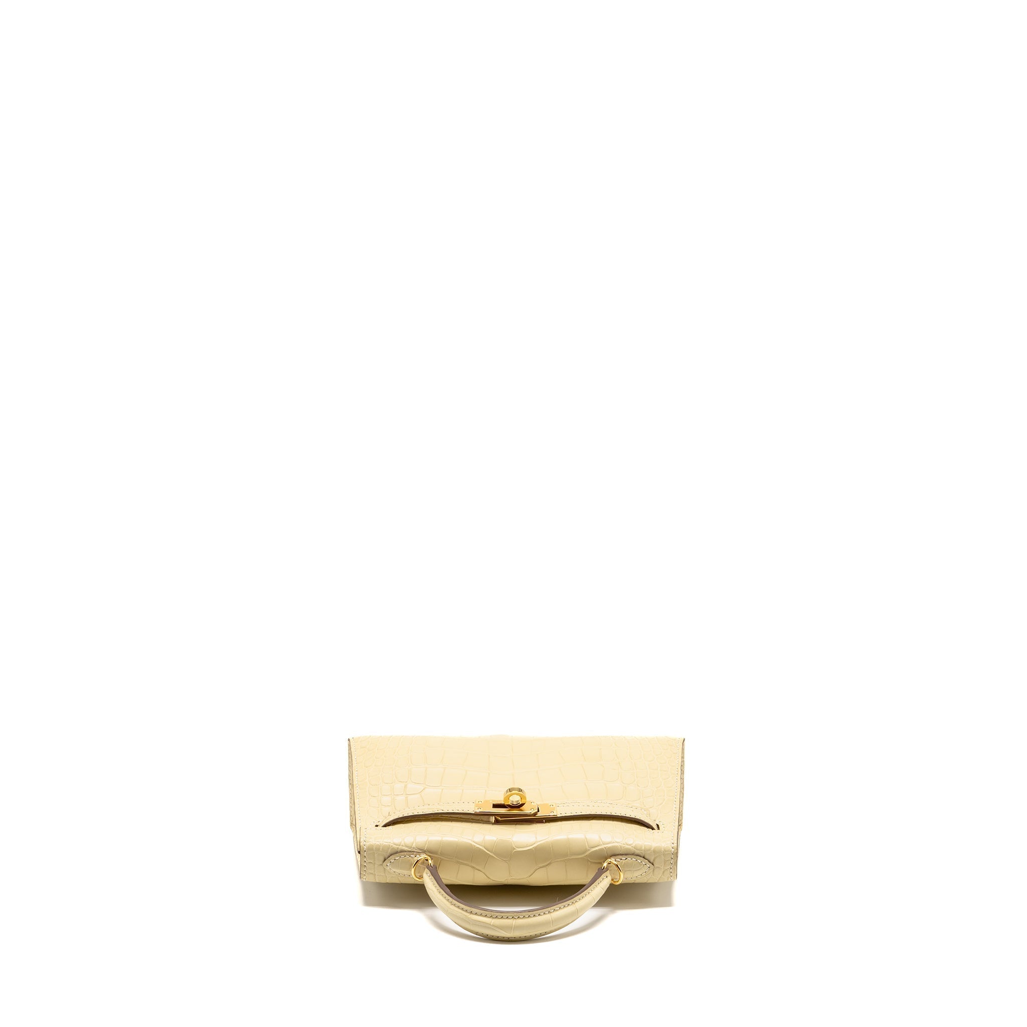HERMES MINI KELLY II ALLIGATOR MISSISSIPPIENSIS MATT Y1 VANILLE GHW
