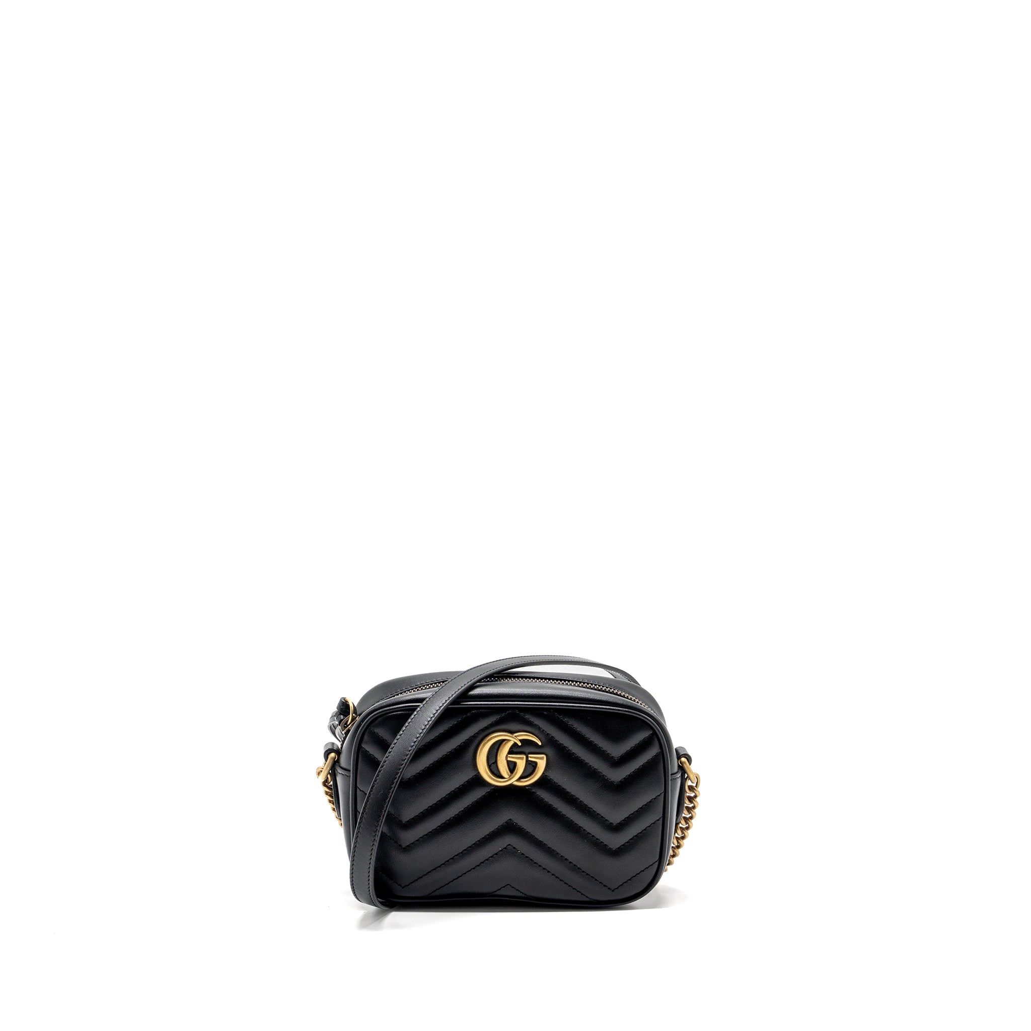 GUCCI GG MARMONT MATELASSE MINI BAG CALFSKIN BLACK GHW