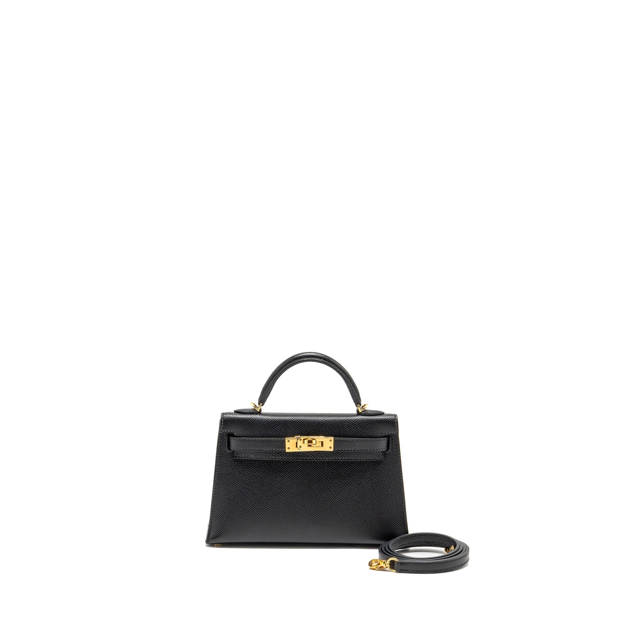 HERMES MINI KELLY II EPSOM BLACK GHW