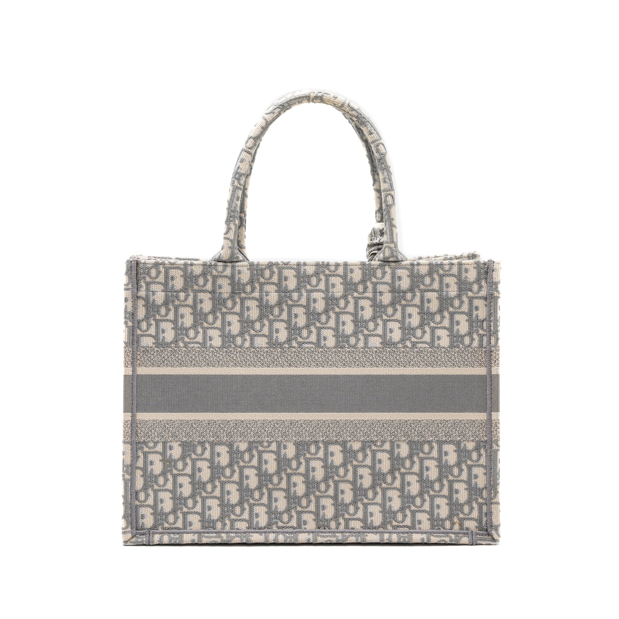 DIOR MEIDUM BOOK TOTE DIOR OBLIQUE EMBROIDERY CANVAS ECRU/GREY