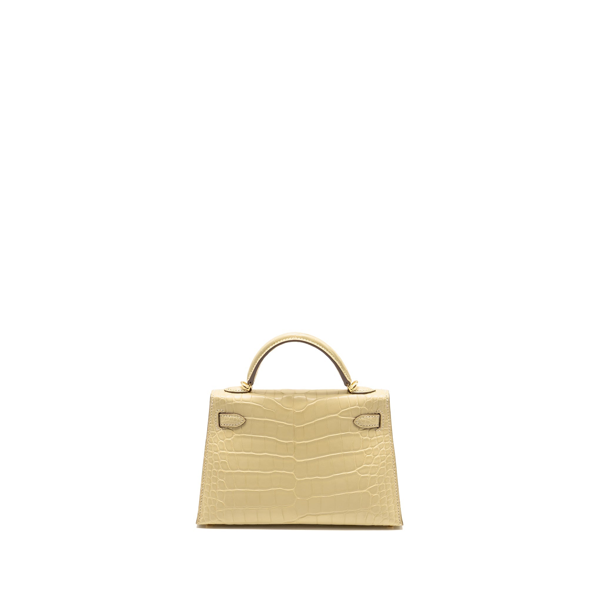 HERMES MINI KELLY II ALLIGATOR MISSISSIPPIENSIS MATT Y1 VANILLE GHW