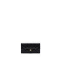 CHANEL CLASSIC FLAP WALLET GRAINED CALFSKIN BLACK GHW