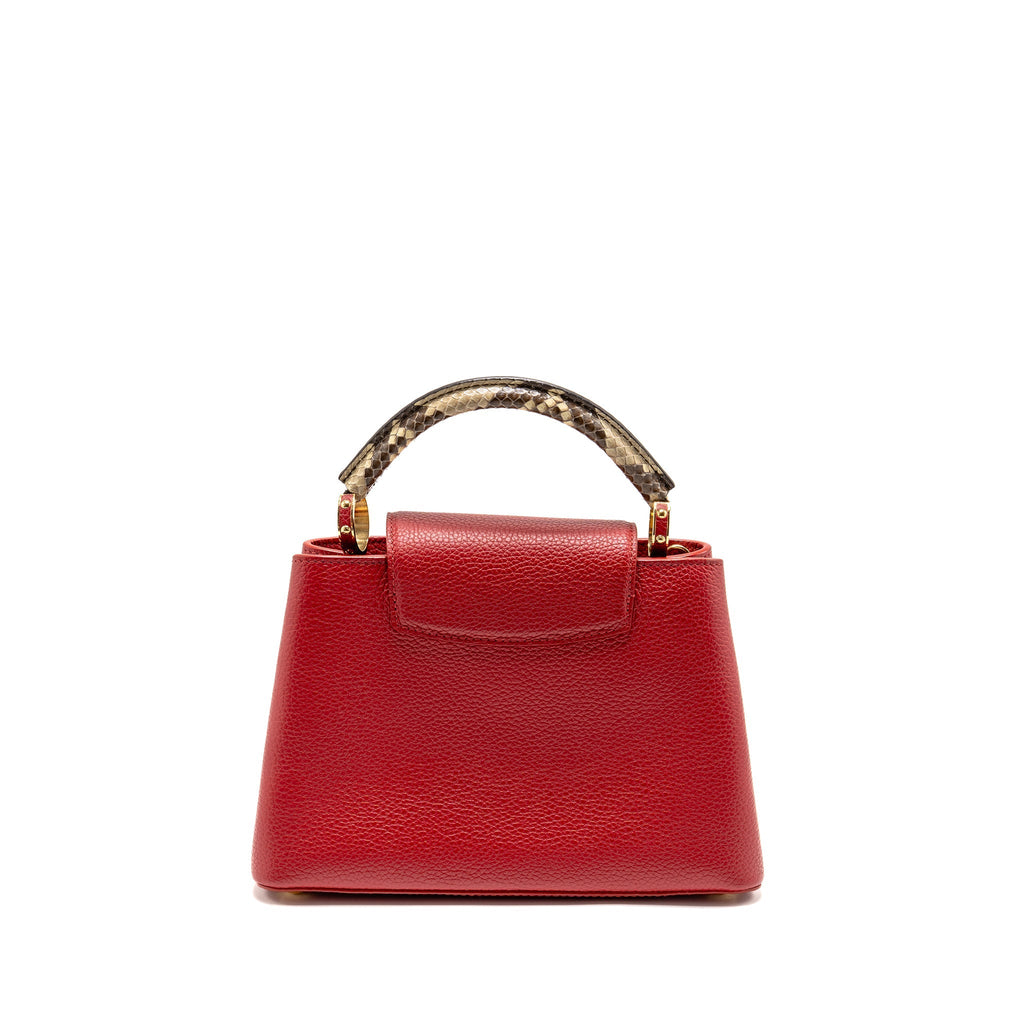 LOUIS VUITTON CAPUCINE BB WITH PYTHON HANDLE TAURILLON RED GHW